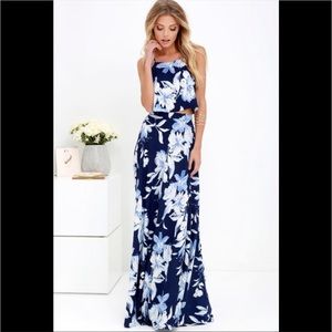 Lulu’s 2 Piece Floral Maxi Skirt & Top - Size Small
